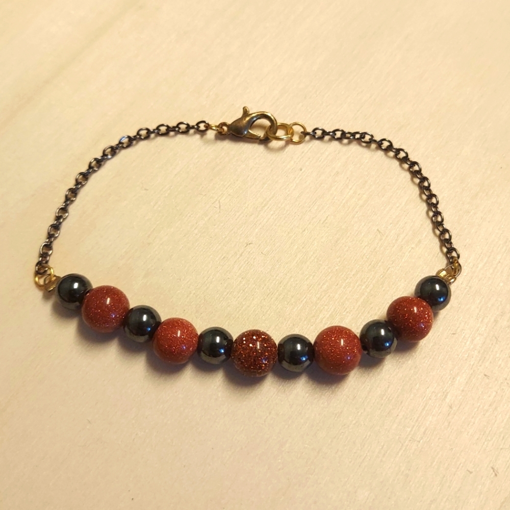 Goldstone and Hematite Bracelet